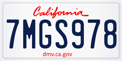 CA license plate 7MGS978