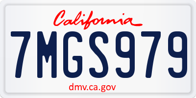 CA license plate 7MGS979