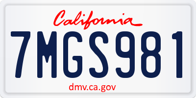CA license plate 7MGS981