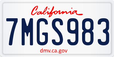 CA license plate 7MGS983