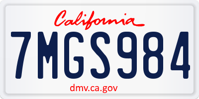 CA license plate 7MGS984