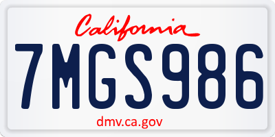 CA license plate 7MGS986