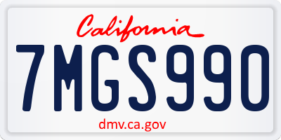 CA license plate 7MGS990