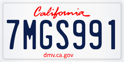 CA license plate 7MGS991