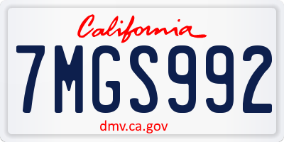 CA license plate 7MGS992