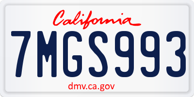 CA license plate 7MGS993