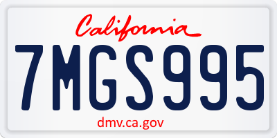 CA license plate 7MGS995