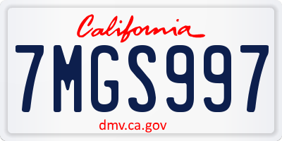 CA license plate 7MGS997