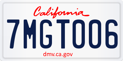 CA license plate 7MGT006