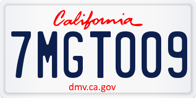 CA license plate 7MGT009