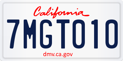 CA license plate 7MGT010