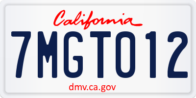 CA license plate 7MGT012