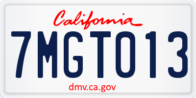 CA license plate 7MGT013