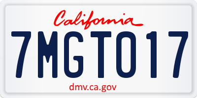 CA license plate 7MGT017