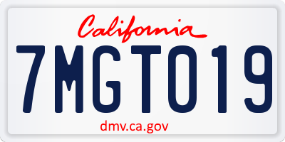 CA license plate 7MGT019