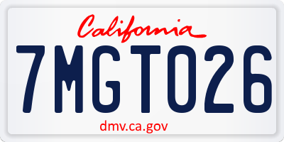 CA license plate 7MGT026