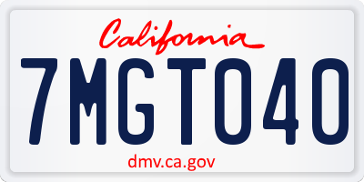 CA license plate 7MGT040