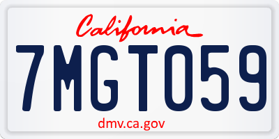 CA license plate 7MGT059