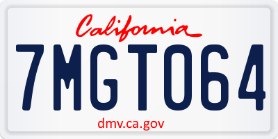 CA license plate 7MGT064