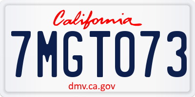 CA license plate 7MGT073