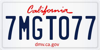 CA license plate 7MGT077