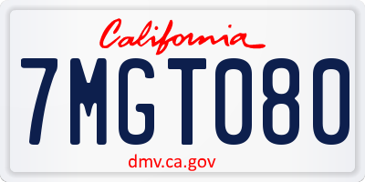CA license plate 7MGT080