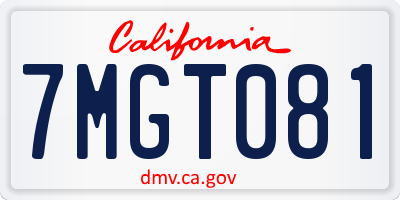 CA license plate 7MGT081