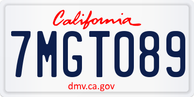 CA license plate 7MGT089