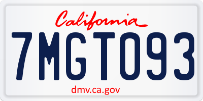 CA license plate 7MGT093