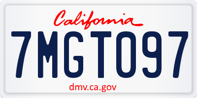 CA license plate 7MGT097