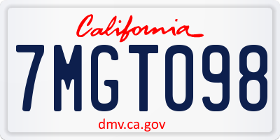 CA license plate 7MGT098