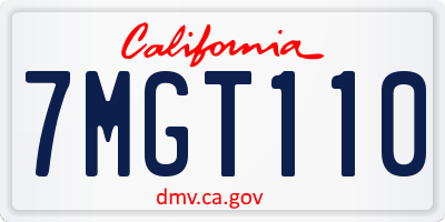 CA license plate 7MGT110