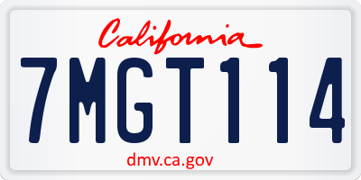 CA license plate 7MGT114