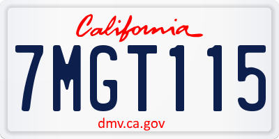 CA license plate 7MGT115