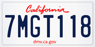 CA license plate 7MGT118