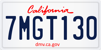 CA license plate 7MGT130