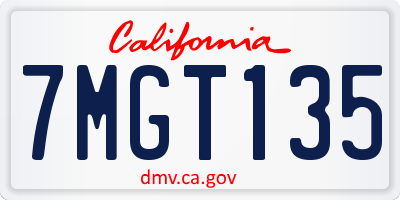 CA license plate 7MGT135