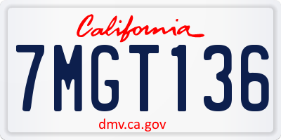 CA license plate 7MGT136