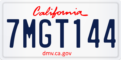 CA license plate 7MGT144