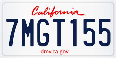 CA license plate 7MGT155