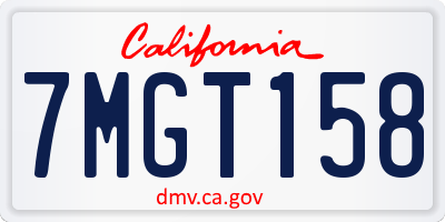 CA license plate 7MGT158