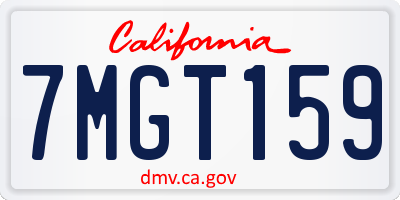 CA license plate 7MGT159