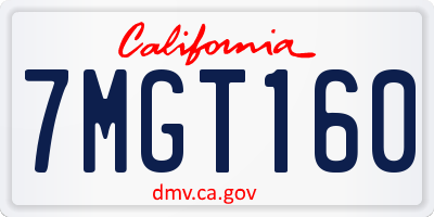 CA license plate 7MGT160