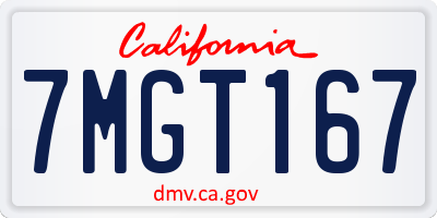 CA license plate 7MGT167
