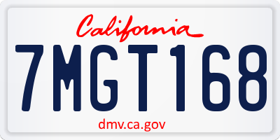 CA license plate 7MGT168