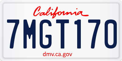 CA license plate 7MGT170