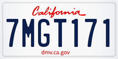 CA license plate 7MGT171
