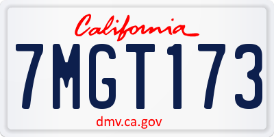 CA license plate 7MGT173