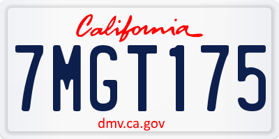 CA license plate 7MGT175
