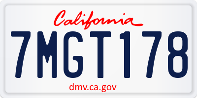 CA license plate 7MGT178